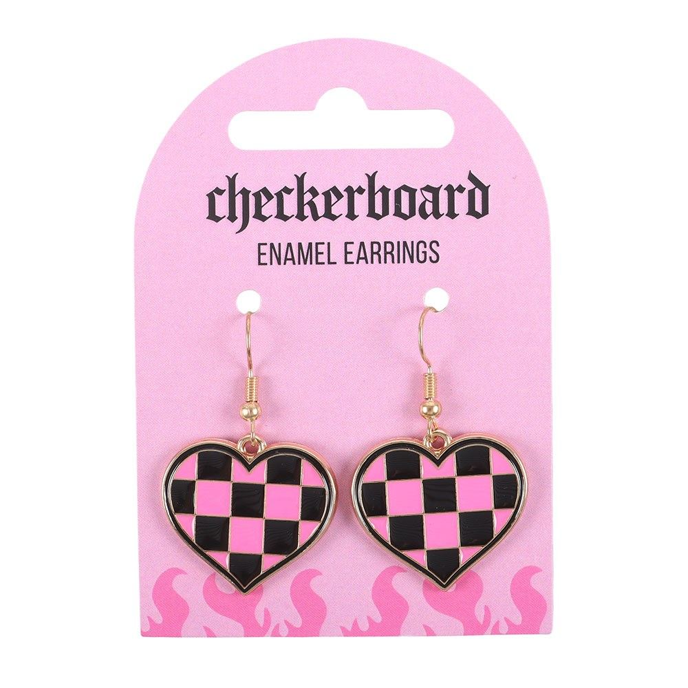 Something Different - Checkerboard Heart Earrings - Multicolours